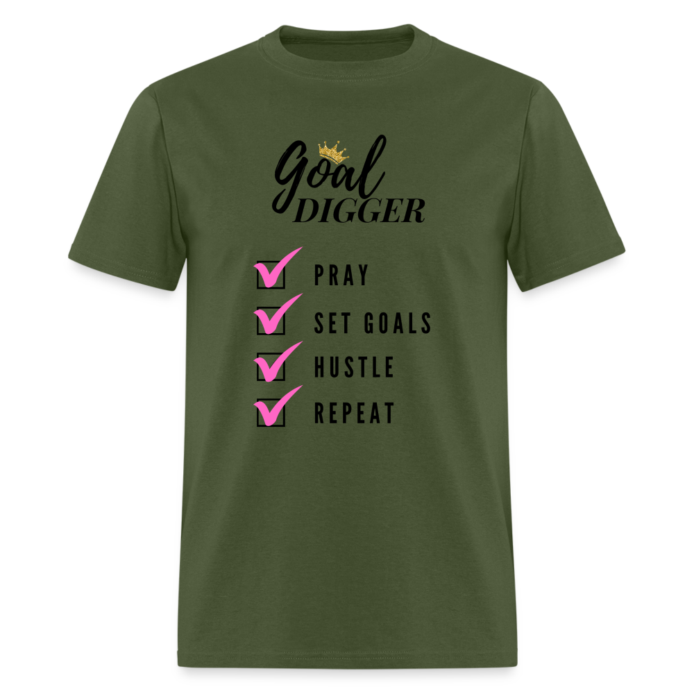 Pray, Set Goals, Hustle, Repeat: Goal Digger" Unisex T-Shirt - military green