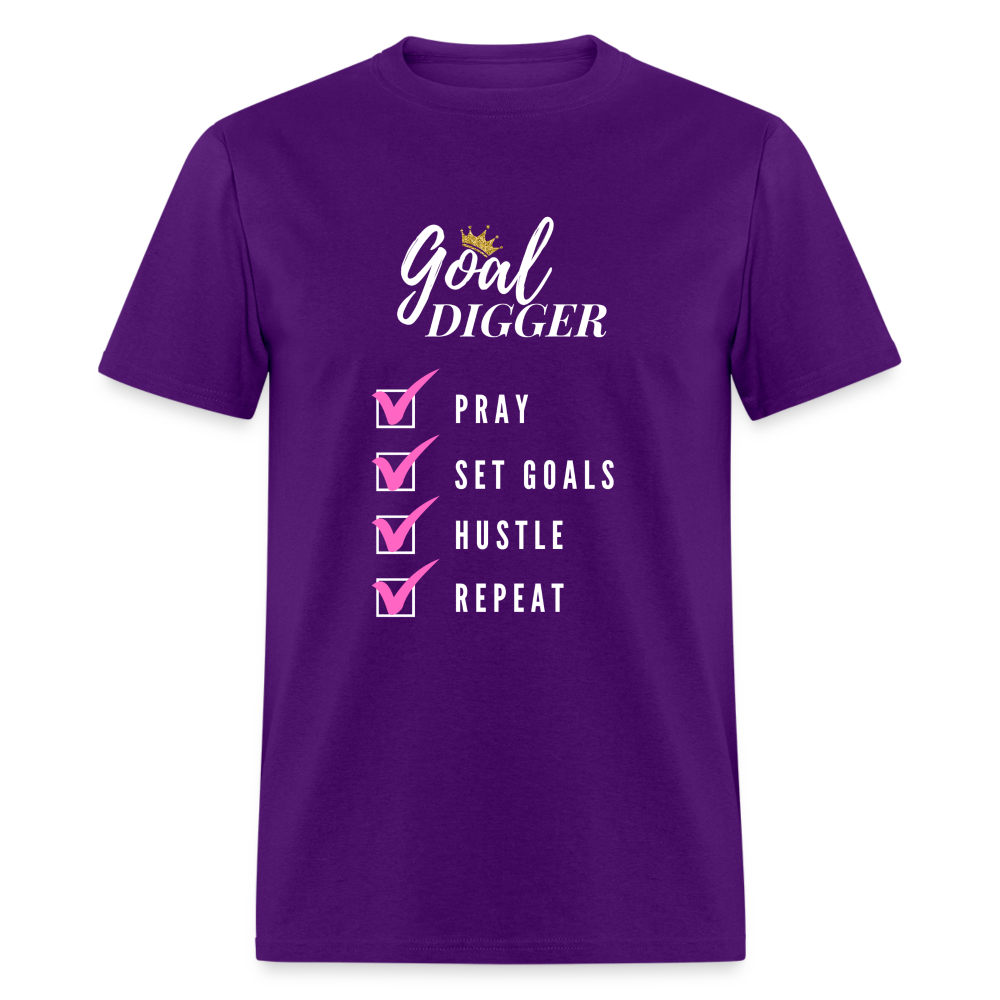 Pray, Set Goals, Hustle, Repeat: Goal Digger" Unisex T-Shirt - purple