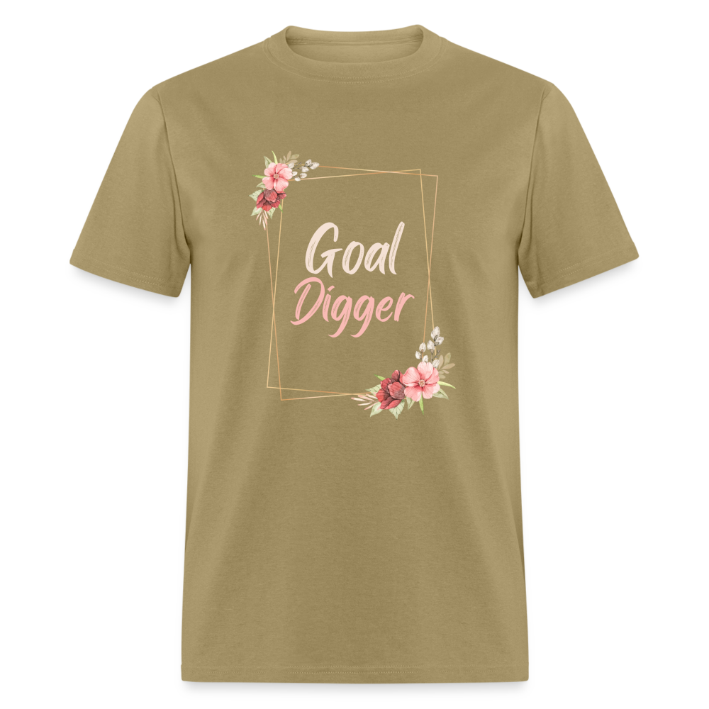 "Floral Frame Goal Digger" Unisex T-Shirt - khaki