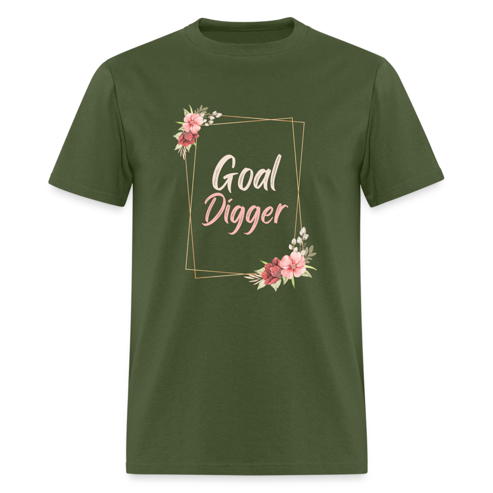 "Floral Frame Goal Digger" Unisex T-Shirt - military green